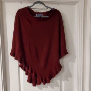 Like New Macy's Karen Scott Poncho Sweater L / XL Burgundy